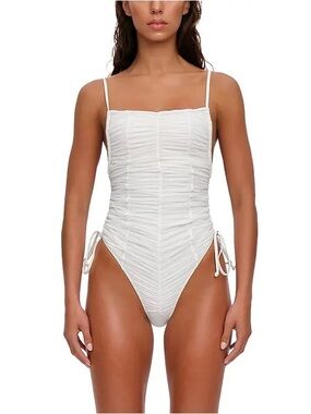 Andrea Iyamah Reco Ruched One Piece Swimsuit in Ivory Size XL NWT
